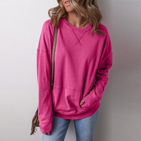 Women's Crew Neck Plain Casual Spring/Fall Long Sleeve Sweatshirt, Rose red, Sweatshirts & Hoodies
Women's Crew Neck Plain Casual Spring/Fall Long Sleeve Sweatshirt, Rose red, Sweatshirts & Hoodies