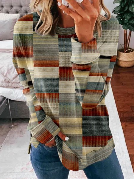 Casual Crew Neck Abstract Plaid Sweatshirt, Multicolor, Hoodies & Sweatshirts
Casual Crew Neck Abstract Plaid Sweatshirt, Multicolor, Hoodies & Sweatshirts