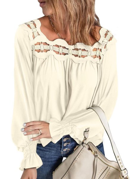 Square Neck Long Sleeve Plain Regular Micro-Elasticity Loose Blouse For Women, Apricot, Blouses
Square Neck Long Sleeve Plain Regular Micro-Elasticity Loose Blouse For Women, Apricot, Blouses