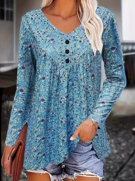 Crew Neck Long Sleeve Floral Regular Micro-Elasticity Loose Blouse For Women, Blue, Blouses
Crew Neck Long Sleeve Floral Regular Micro-Elasticity Loose Blouse For Women, Blue, Blouses