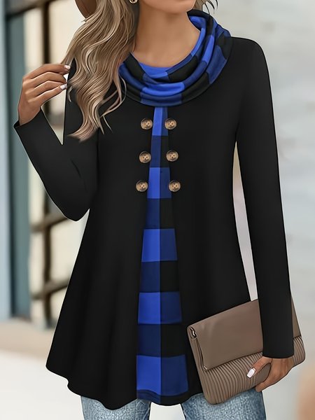Crew Neck Long Sleeve Plaid Regular Micro-Elasticity Loose Blouse For Women, Blue, Blouses
Crew Neck Long Sleeve Plaid Regular Micro-Elasticity Loose Blouse For Women, Blue, Blouses