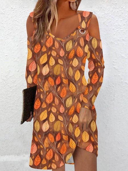Women Maple Leaf Cold Shoulder Long Sleeve Comfy Casual Buckle Mini Dress, Color5, Dresses
Women Maple Leaf Cold Shoulder Long Sleeve Comfy Casual Buckle Mini Dress, Color5, Dresses