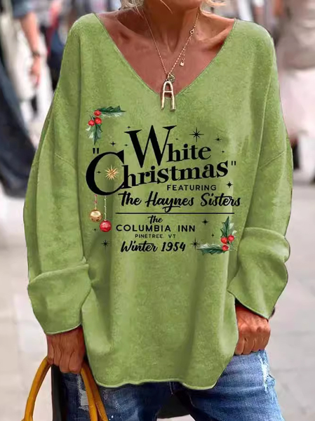 Women's Christmas Printed Long Sleeve V-Neck Casual Long Sleeve Shirt, Green, Long sleeves
Women's Christmas Printed Long Sleeve V-Neck Casual Long Sleeve Shirt, Green, Long sleeves
