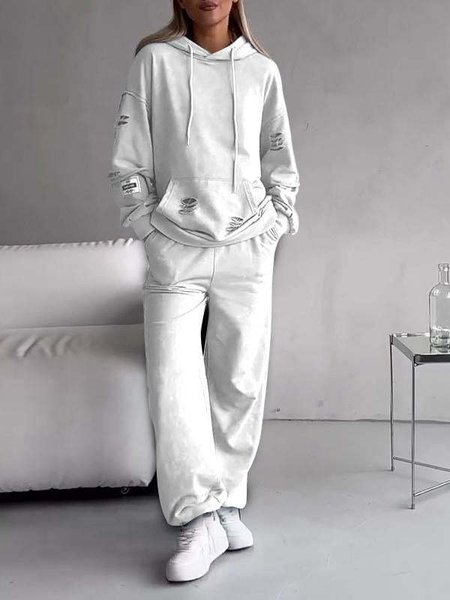 Women Plain Hoodie Long Sleeve Comfy Casual Top With Pants Two-Piece Set, White, Sets
Women Plain Hoodie Long Sleeve Comfy Casual Top With Pants Two-Piece Set, White, Sets