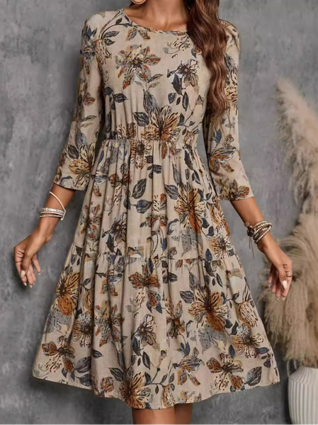 Women's Long Sleeve Spring/Fall Floral Dress Crew Neck Daily Going Out Casual Midi H-Line, Khaki, Dresses
Women's Long Sleeve Spring/Fall Floral Dress Crew Neck Daily Going Out Casual Midi H-Line, Khaki, Dresses