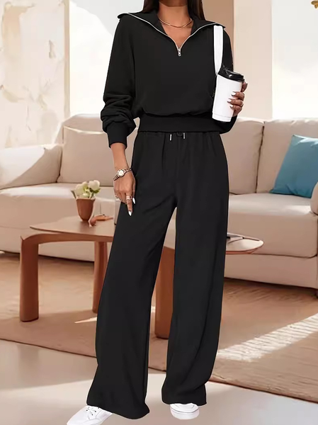 Women Plain V Neck Long Sleeve Comfy Casual Top With Pants Two-Piece Set, Black, Sets
Women Plain V Neck Long Sleeve Comfy Casual Top With Pants Two-Piece Set, Black, Sets