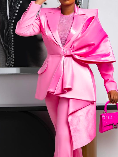 Regular Sleeve Bow Regular Fit Urban Jacket, Pink, Jackets 
Regular Sleeve Bow Regular Fit Urban Jacket, Pink, Jackets