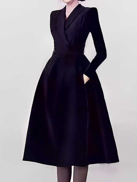 Elegant Regular Fit Shawl Collar Long Sleeve Plain Regular Sleeve Midi Dress, As picture, Midi Dresses
Elegant Regular Fit Shawl Collar Long Sleeve Plain Regular Sleeve Midi Dress, As picture, Midi Dresses