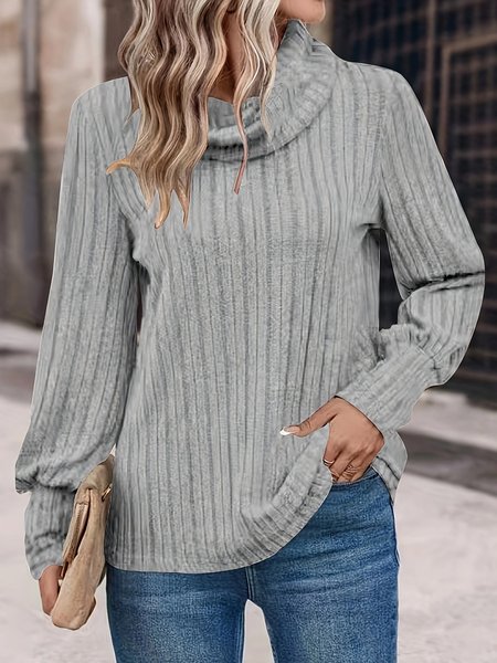 Turtleneck Long Sleeve Plain Regular Micro-Elasticity Loose Blouse For Women, Gray, Blouses
Turtleneck Long Sleeve Plain Regular Micro-Elasticity Loose Blouse For Women, Gray, Blouses