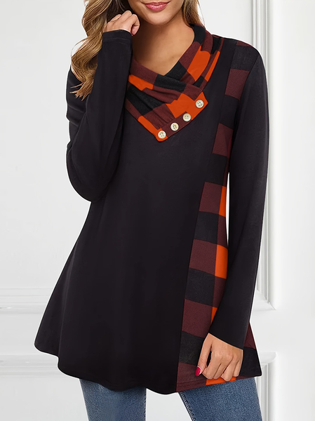 Crew Neck Long Sleeve Plaid Regular Micro-Elasticity Loose Blouse For Women, Black, Blouses
Crew Neck Long Sleeve Plaid Regular Micro-Elasticity Loose Blouse For Women, Black, Blouses