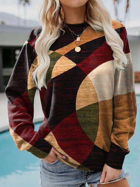 Women's Crew Neck Geometric Casual Spring/Fall Long Sleeve Sweatshirt, Brown, Sweatshirts & Hoodies
Women's Crew Neck Geometric Casual Spring/Fall Long Sleeve Sweatshirt, Brown, Sweatshirts & Hoodies