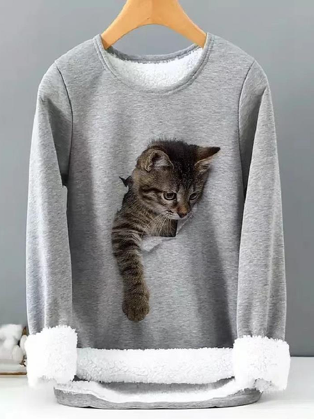 Women's Crew Neck Cat Casual Spring/Fall Fluff/Granular Fleece Fabric Long Sleeve Sweatshirt, Light gray, Sweatshirts & Hoodies
Women's Crew Neck Cat Casual Spring/Fall Fluff/Granular Fleece Fabric Long Sleeve Sweatshirt, Light gray, Sweatshirts & Hoodies