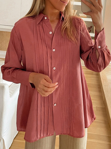 Shirt Collar Long Sleeve Plain Regular Loose Shirt For Women, Red, Shirts
Shirt Collar Long Sleeve Plain Regular Loose Shirt For Women, Red, Shirts