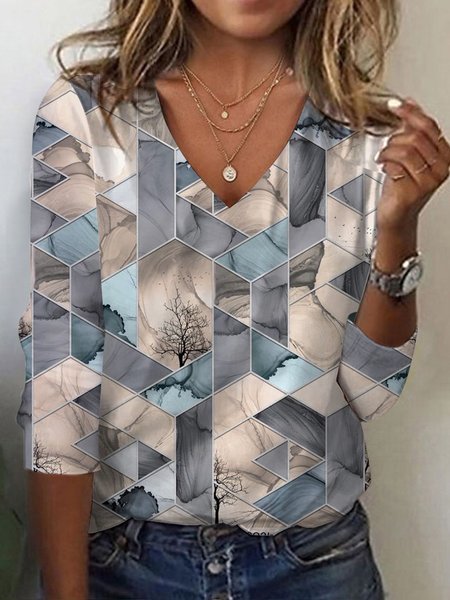 Women's Long Sleeve Tee T-shirt Spring/Fall Geometric Jersey V Neck Daily Going Out Casual Top, Blue, T-Shirts
Women's Long Sleeve Tee T-shirt Spring/Fall Geometric Jersey V Neck Daily Going Out Casual Top, Blue, T-Shirts