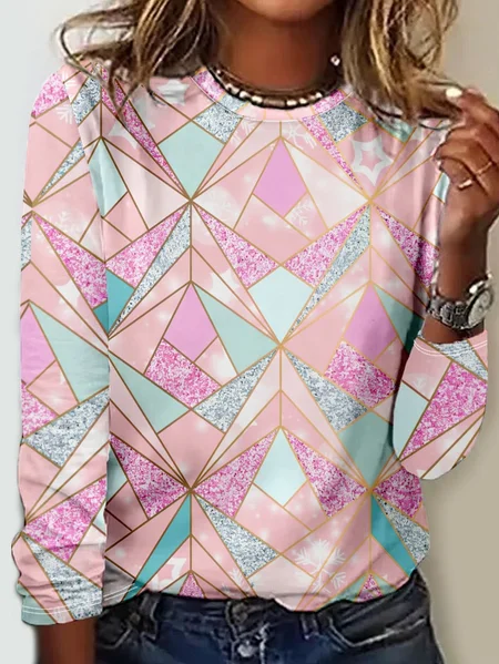 Crew Neck Long Sleeve Geometric Regular Micro-Elasticity Regular Fit Blouse For Women, Pink, Blouses
Crew Neck Long Sleeve Geometric Regular Micro-Elasticity Regular Fit Blouse For Women, Pink, Blouses