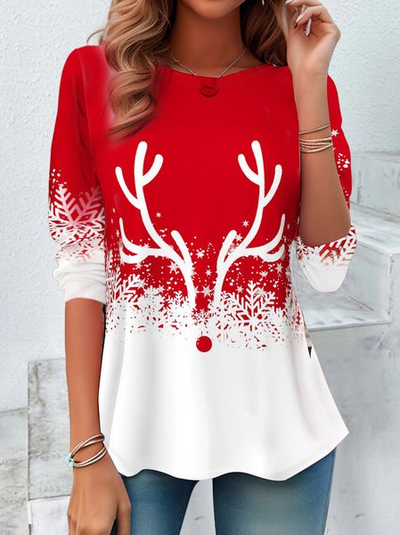 Women's Long Sleeve Tee T-shirt Spring/Fall Christmas Printing Jersey Crew Neck Holiday Going Out Casual Top, Red, T-Shirts
Women's Long Sleeve Tee T-shirt Spring/Fall Christmas Printing Jersey Crew Neck Holiday Going Out Casual Top, Red, T-Shirts