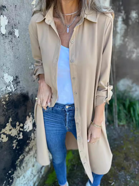 Women's Long Sleeve Shirt Spring/Fall Plain Buckle Shirt Collar Daily Going Out Casual Top, Khaki, Blouses
Women's Long Sleeve Shirt Spring/Fall Plain Buckle Shirt Collar Daily Going Out Casual Top, Khaki, Blouses