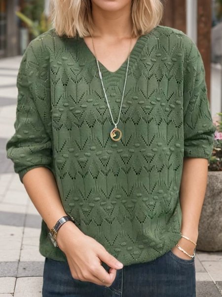 Women's Spring/Fall Plain Casual Long Sleeve V Neck Wool/Knitting Sweater, Green, Sweaters
Women's Spring/Fall Plain Casual Long Sleeve V Neck Wool/Knitting Sweater, Green, Sweaters
