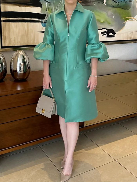 Balloon Shirt Collar Three Quarter Sleeve Sleeve Elegant Loose Dress, Green, Midi Dresses
Balloon Shirt Collar Three Quarter Sleeve Sleeve Elegant Loose Dress, Green, Midi Dresses