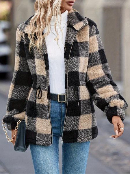 Women's Winter Outerwear Fluff/Granular Fleece Fabric Casual Zipper Plaid Long Sleeve Stand Collar Fleece Coat, Light brown, Outerwear
Women's Winter Outerwear Fluff/Granular Fleece Fabric Casual Zipper Plaid Long Sleeve Stand Collar Fleece Coat, Light brown, Outerwear