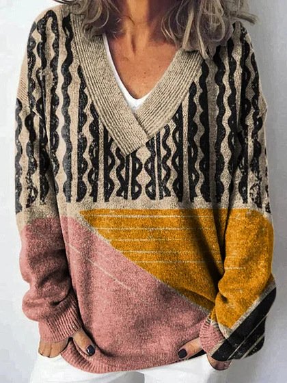 Women Yarn/Wool Yarn Geometric Long Sleeve Comfy Casual Sweater, Multicolor, Sweaters
Women Yarn/Wool Yarn Geometric Long Sleeve Comfy Casual Sweater, Multicolor, Sweaters