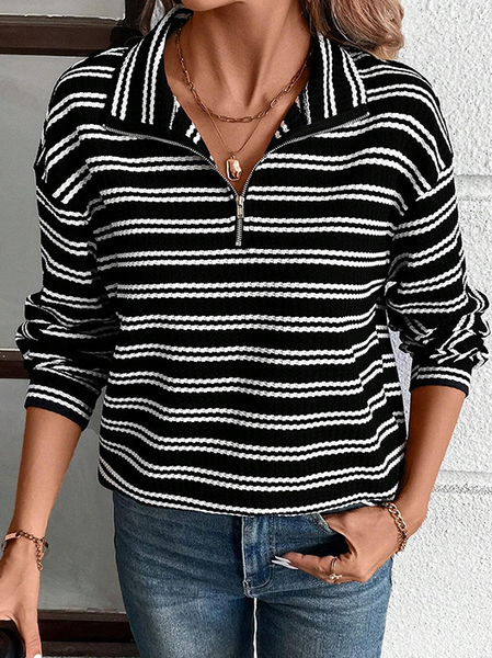 Women's Shawl Collar Striped Zipper Casual Spring/Fall Long Sleeve Sweatshirt, Black, Sweatshirts & Hoodies
Women's Shawl Collar Striped Zipper Casual Spring/Fall Long Sleeve Sweatshirt, Black, Sweatshirts & Hoodies