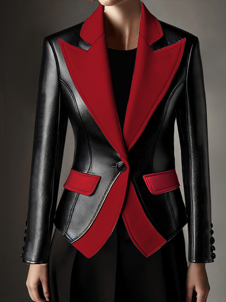 Urban Regular Fit Pu Color Block Lapel Collar Long Sleeve Regular Sleeve Faux Leather Coat, Black-red, Jackets
Urban Regular Fit Pu Color Block Lapel Collar Long Sleeve Regular Sleeve Faux Leather Coat, Black-red, Jackets