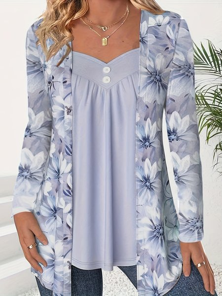 V Neck Long Sleeve Floral Hot Drilling Regular Micro-Elasticity Loose Blouse For Women, Blue, Blouses
V Neck Long Sleeve Floral Hot Drilling Regular Micro-Elasticity Loose Blouse For Women, Blue, Blouses
