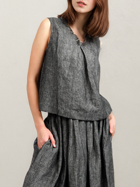 STYLE WE x CHILLINEN |V Neck Linen Loose Cotton And Linen Tank Top, Black-grey, Tanks and Camis
STYLE WE x CHILLINEN |V Neck Linen Loose Cotton And Linen Tank Top, Black-grey, Tanks and Camis