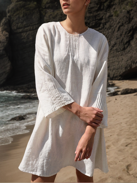 Cotton And Linen Linen Dress With No, White, Mini Dresses
Cotton And Linen Linen Dress With No, White, Mini Dresses