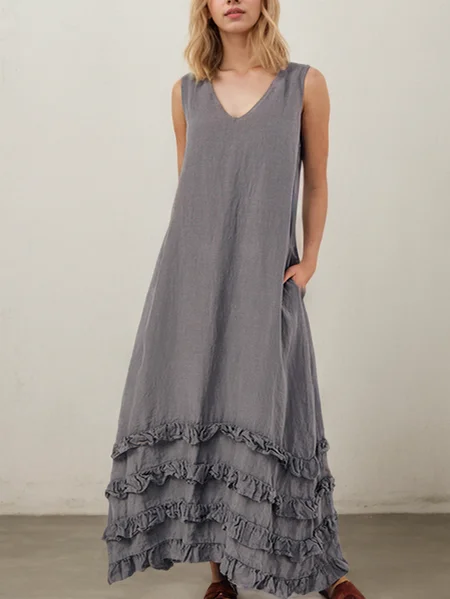 STYLE WE x CHILLINEN |Linen Regular Fit Dress With No, Gray, Midi Dresses
STYLE WE x CHILLINEN |Linen Regular Fit Dress With No, Gray, Midi Dresses