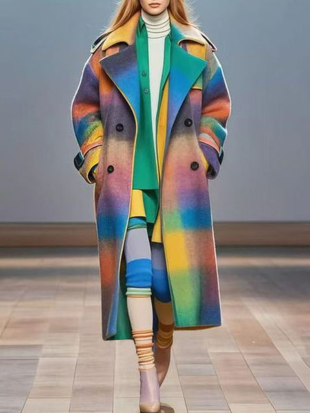 Loose Geometric Regular Sleeve Lapel Collar Long Sleeve Urban Mid-long Coat, As picture, Coats
Loose Geometric Regular Sleeve Lapel Collar Long Sleeve Urban Mid-long Coat, As picture, Coats
