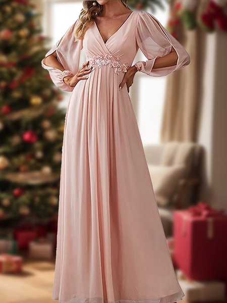 Women's Long Sleeve Spring/Fall Plain Dress V Neck Daily Going Out Casual Maxi A-Line, Pink, Dresses
Women's Long Sleeve Spring/Fall Plain Dress V Neck Daily Going Out Casual Maxi A-Line, Pink, Dresses
