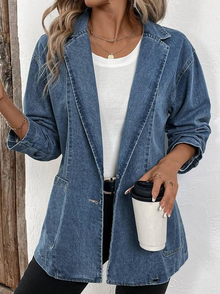 Women' Autumn Outerwear Casual Denim Plain Long Sleeve Shawl Collar Jacket, Blue, Jackets
Women' Autumn Outerwear Casual Denim Plain Long Sleeve Shawl Collar Jacket, Blue, Jackets