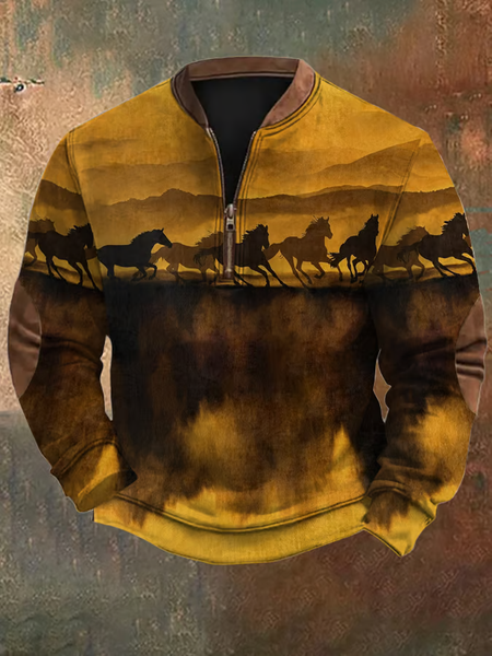 Men's Western Horse Print Vintage Zipper Sweatshirt, As picture, Hoodies&Sweatshirts
Men's Western Horse Print Vintage Zipper Sweatshirt, As picture, Hoodies&Sweatshirts