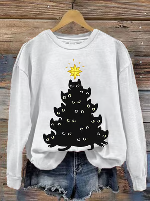 Women's Black Cat Christmas Tree Print Sweatshirt , White, Hoodies&Sweatshirts
Women's Black Cat Christmas Tree Print Sweatshirt , White, Hoodies&Sweatshirts