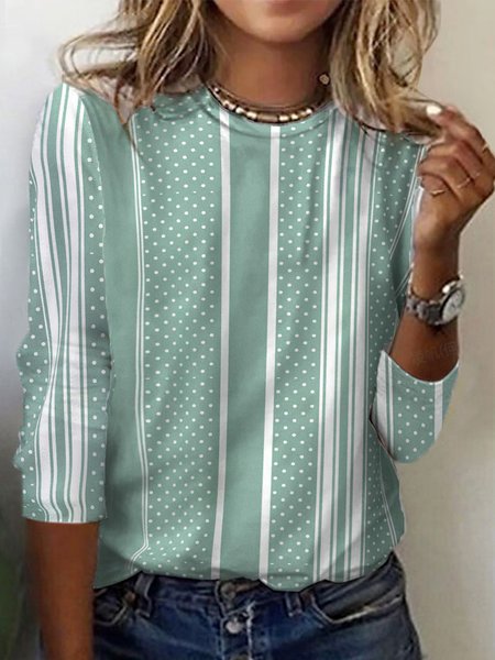 Women's Long Sleeve Tee T-shirt Spring/Fall Striped Jersey Crew Neck Daily Going Out Casual Top, Green, T-Shirts
Women's Long Sleeve Tee T-shirt Spring/Fall Striped Jersey Crew Neck Daily Going Out Casual Top, Green, T-Shirts