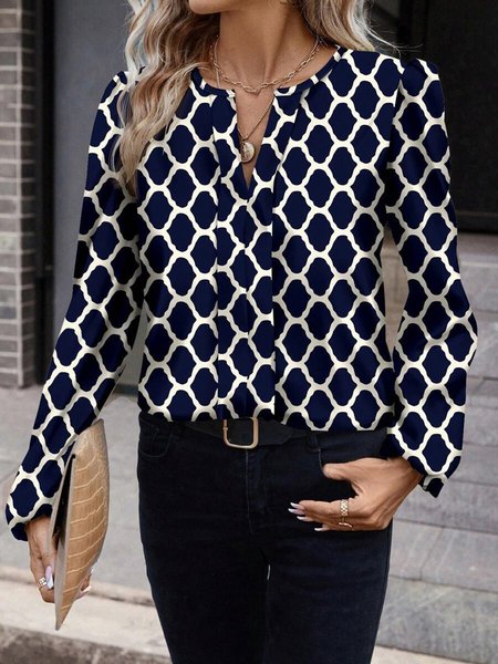 Women's Long Sleeve Blouse Spring/Fall Geometric V Neck Daily Going Out Casual Top, Navyblue, Blouses
Women's Long Sleeve Blouse Spring/Fall Geometric V Neck Daily Going Out Casual Top, Navyblue, Blouses