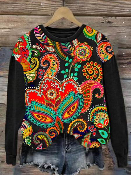 Women's Crew Neck Ethnic Casual Spring/Fall Cotton Long Sleeve Sweatshirt, Black, Sweatshirts & Hoodies
Women's Crew Neck Ethnic Casual Spring/Fall Cotton Long Sleeve Sweatshirt, Black, Sweatshirts & Hoodies