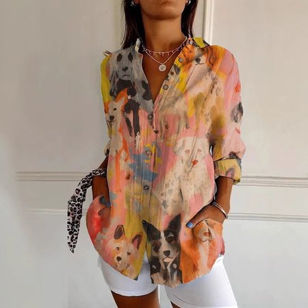 Shirt Collar Long Sleeve Geometric Regular Loose Shirt For Women, Multicolor, Shirts
Shirt Collar Long Sleeve Geometric Regular Loose Shirt For Women, Multicolor, Shirts
