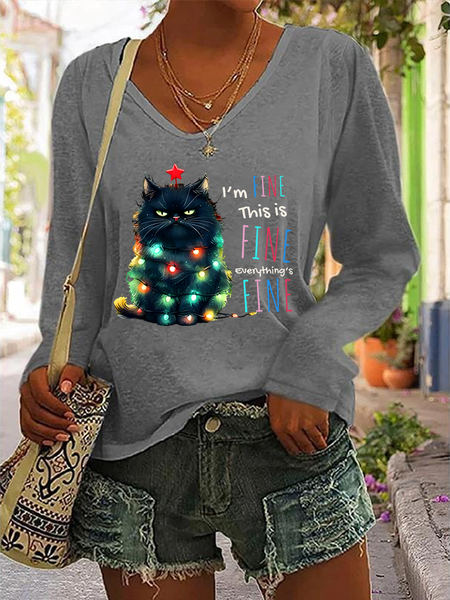 It's Fine I'm Fine Everything Is Fine Casual V-Neck Long Sleeve Shirts, Gray, Long sleeves
It's Fine I'm Fine Everything Is Fine Casual V-Neck Long Sleeve Shirts, Gray, Long sleeves