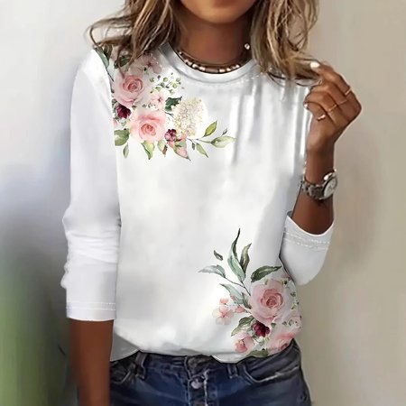 Women's Long Sleeve Tee T-shirt Spring/Fall Floral Jersey Crew Neck Daily Going Out Casual Top, White, T-Shirts
Women's Long Sleeve Tee T-shirt Spring/Fall Floral Jersey Crew Neck Daily Going Out Casual Top, White, T-Shirts