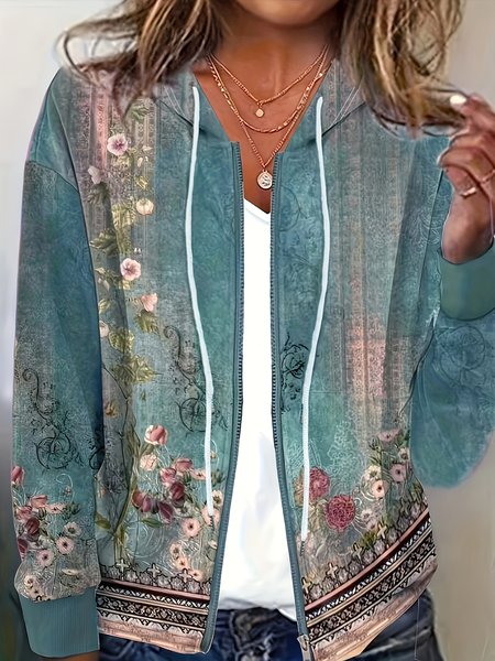 Women's Spring/Fall Outerwear Vintage 3D Printing Long Sleeve Hoodie Jacket, Blue, Jackets
Women's Spring/Fall Outerwear Vintage 3D Printing Long Sleeve Hoodie Jacket, Blue, Jackets
