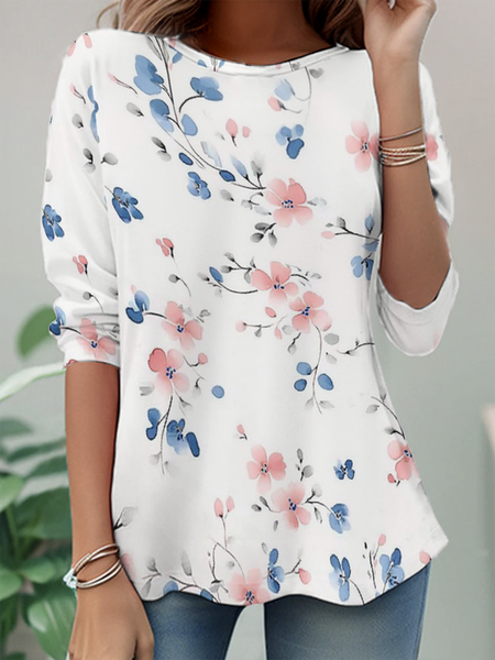 Women's Long Sleeve Tee T-shirt Spring/Fall Floral Jersey Crew Neck Daily Going Out Casual Top, White, T-Shirts
Women's Long Sleeve Tee T-shirt Spring/Fall Floral Jersey Crew Neck Daily Going Out Casual Top, White, T-Shirts