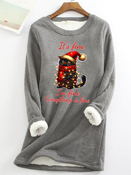It's Fine I'm Fine Everything Is Fine Cat Christmas Funny Casual Fluff Fleece Fabric Sweatshirt, Gray, Hoodies&Sweatshirts
It's Fine I'm Fine Everything Is Fine Cat Christmas Funny Casual Fluff Fleece Fabric Sweatshirt, Gray, Hoodies&Sweatshirts
