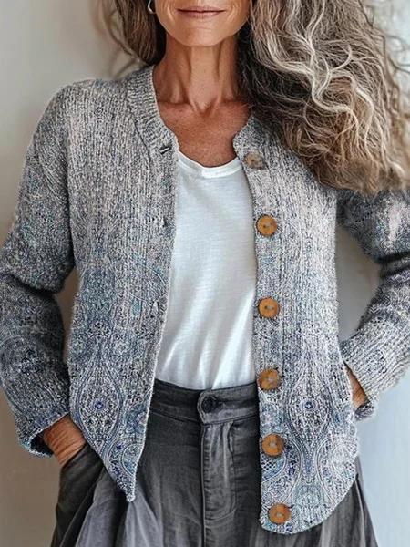 Women Knitted Paisley Long Sleeve Comfy Vintage Cardigan, As picture, Cardigans
Women Knitted Paisley Long Sleeve Comfy Vintage Cardigan, As picture, Cardigans