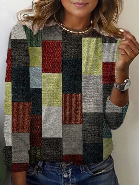 Women's Long Sleeve Tee T-shirt Spring/Fall Plaid Jersey Crew Neck Daily Going Out Casual Top, Gray, T-Shirts
Women's Long Sleeve Tee T-shirt Spring/Fall Plaid Jersey Crew Neck Daily Going Out Casual Top, Gray, T-Shirts