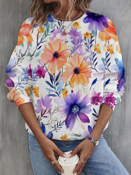 Women's Crew Neck Floral Pattern Casual Spring/Fall Cotton Long Sleeve Sweatshirt, Purple, Sweatshirts & Hoodies
Women's Crew Neck Floral Pattern Casual Spring/Fall Cotton Long Sleeve Sweatshirt, Purple, Sweatshirts & Hoodies