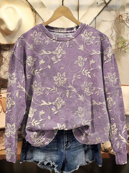 Women's Crew Neck Floral Casual Spring/Fall Long Sleeve Sweatshirt, Purple, Sweatshirts & Hoodies
Women's Crew Neck Floral Casual Spring/Fall Long Sleeve Sweatshirt, Purple, Sweatshirts & Hoodies