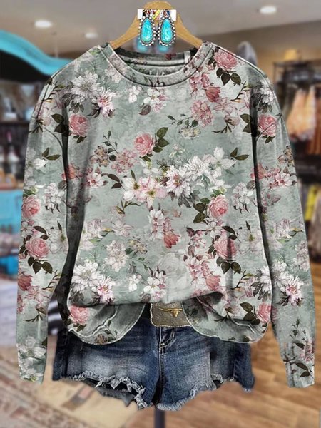 Women's Crew Neck Floral Casual Spring/Fall Long Sleeve Sweatshirt, Gray, Sweatshirts & Hoodies
Women's Crew Neck Floral Casual Spring/Fall Long Sleeve Sweatshirt, Gray, Sweatshirts & Hoodies